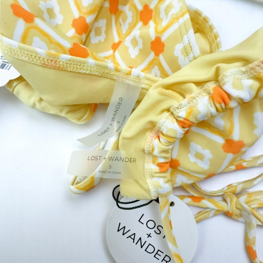 NWT Lost and Wander Santorini Sun Triangle Bikini Set Yellow Orange Swimsuit - Picture 5 of 8